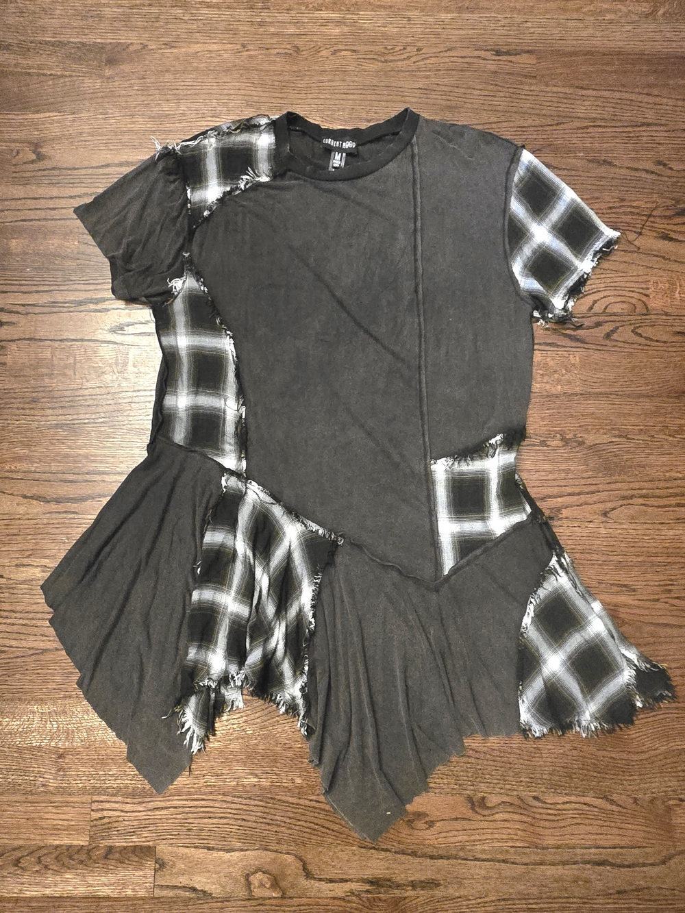 Current Mood 90s Patchwork Handkerchief Hem Grunge Tunic Dress